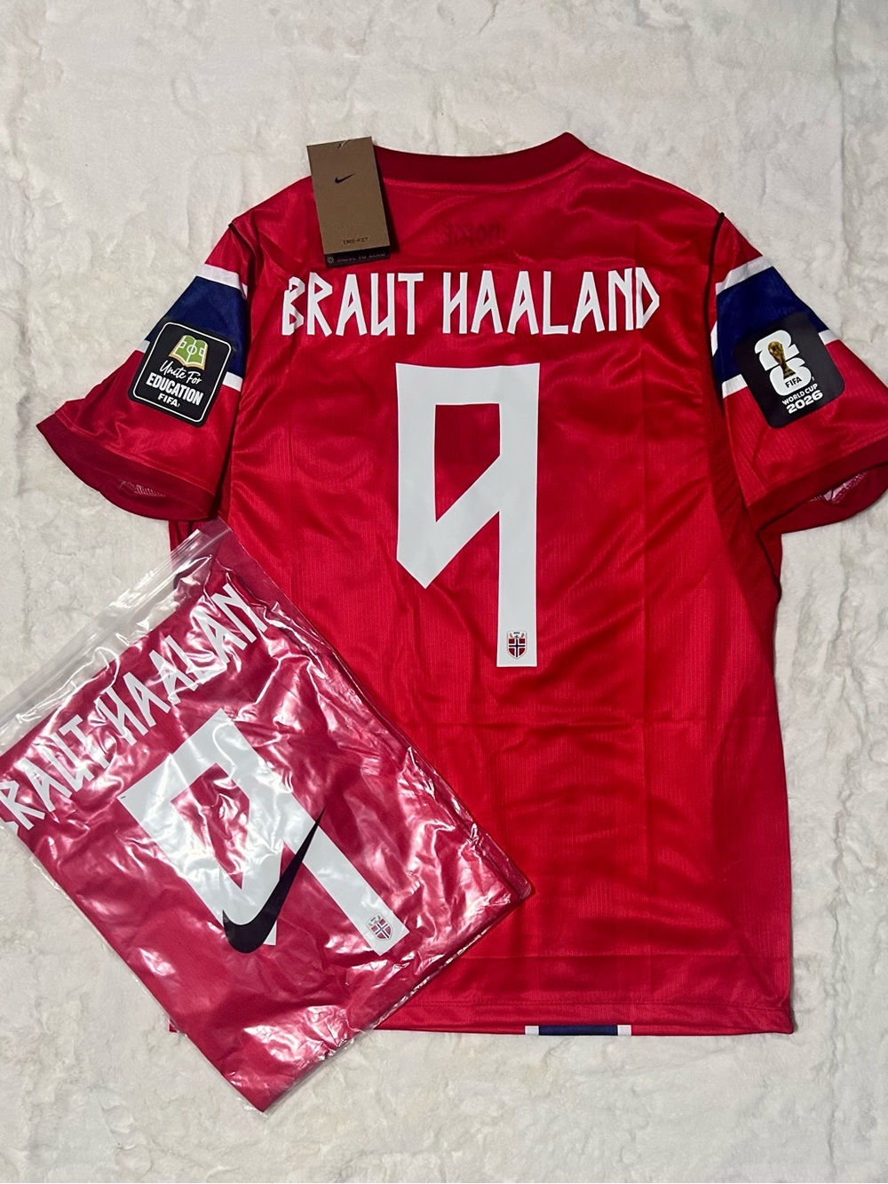 Nike men Erling Braut Haaland Norway #9 Red Soccer Jersey